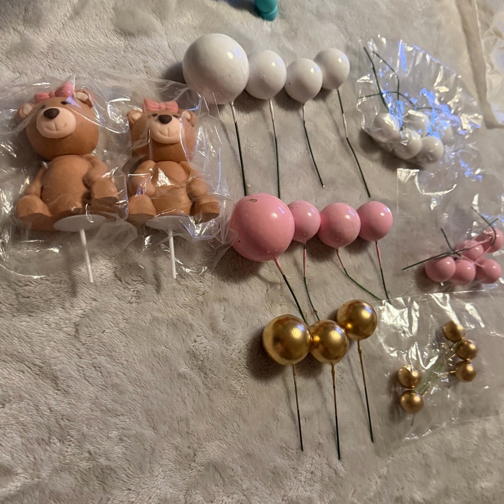 💜Bear Cake Toppers for BabyShower withBalls, Cake Topper,Baby Shower Decorations